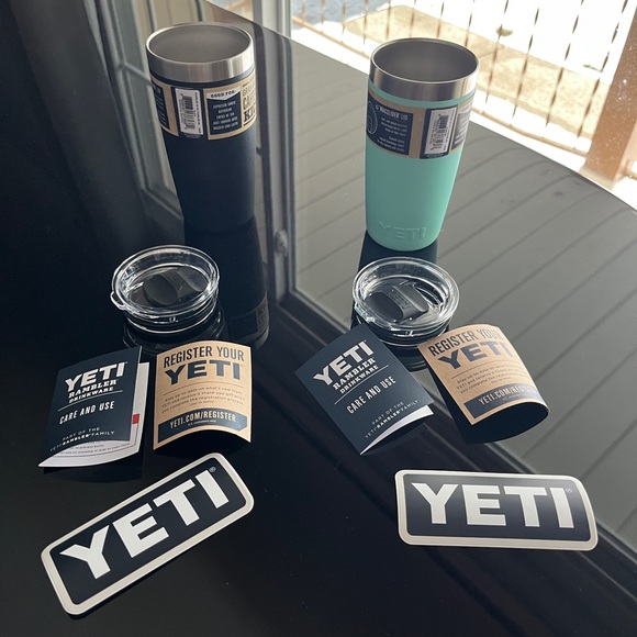 NEW Yeti 10oz Rambler tumblers lot black Seafoam green blue magslider lids RARE